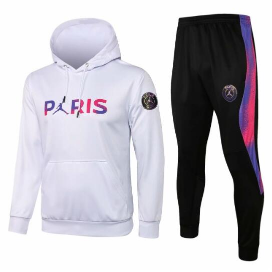 2021/22 PSG x Jordan White Tracksuits Paris Hoodie Sweatshirt with Pants